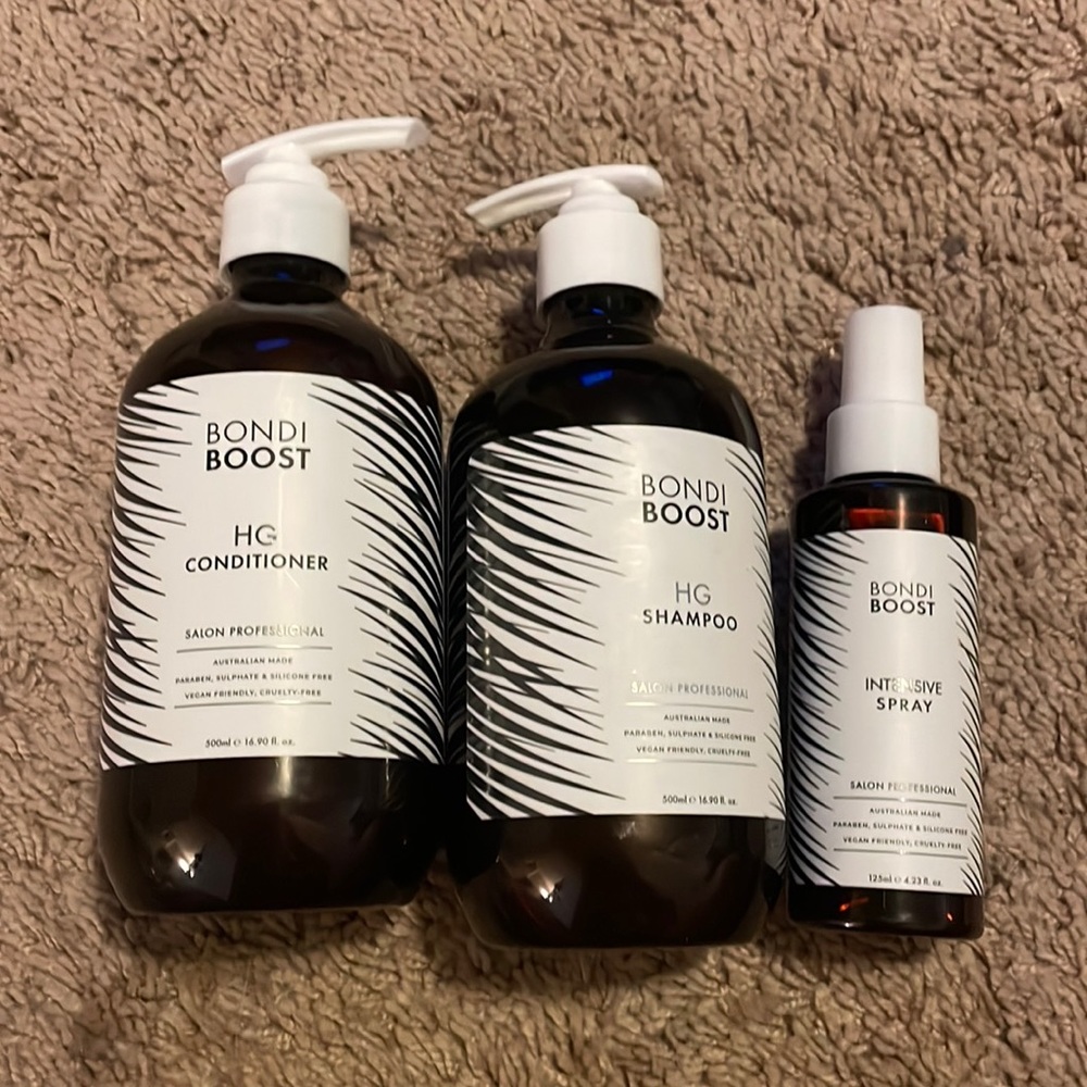 Bondi Boost HG shampoo, conditioner, and intensive spray